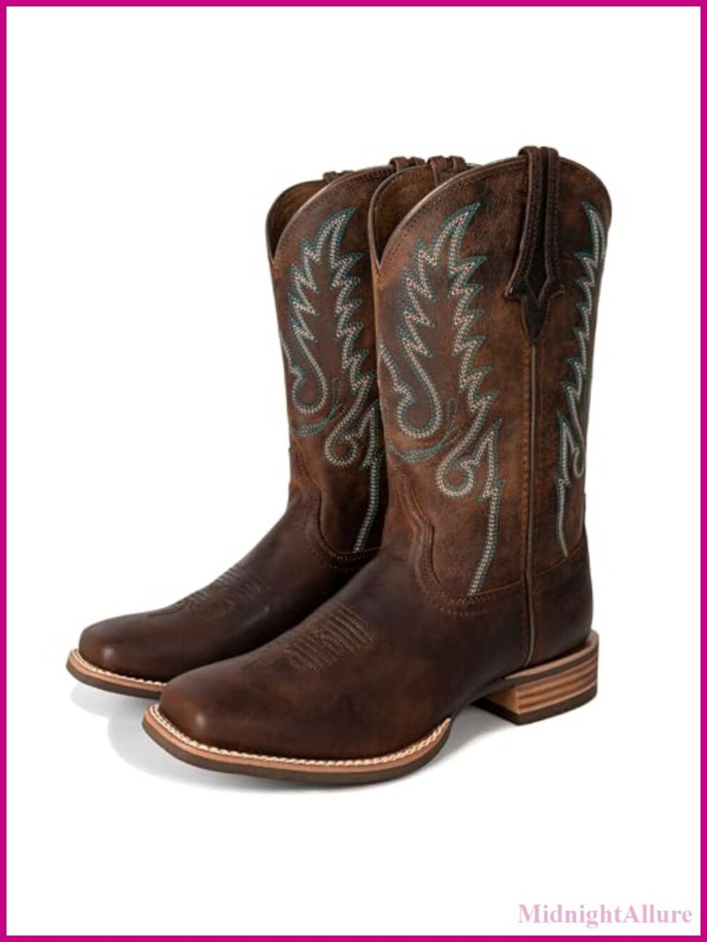 Full-Grain Goatskin Western Cowboy Boots Square Toe Mid-Calf Women's